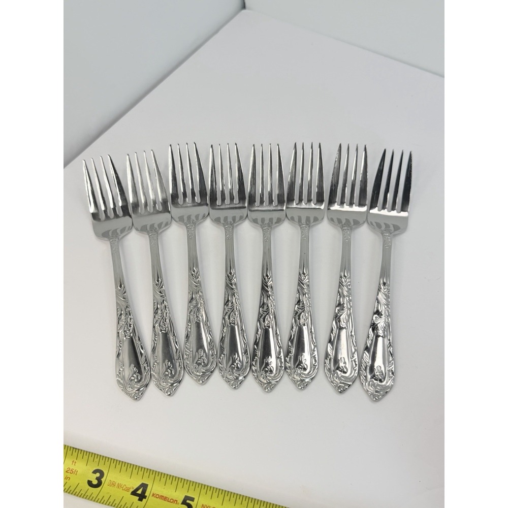 Reed & Barton Monique Stainless Steel Salad Forks 7.5" Set Of 8 #2